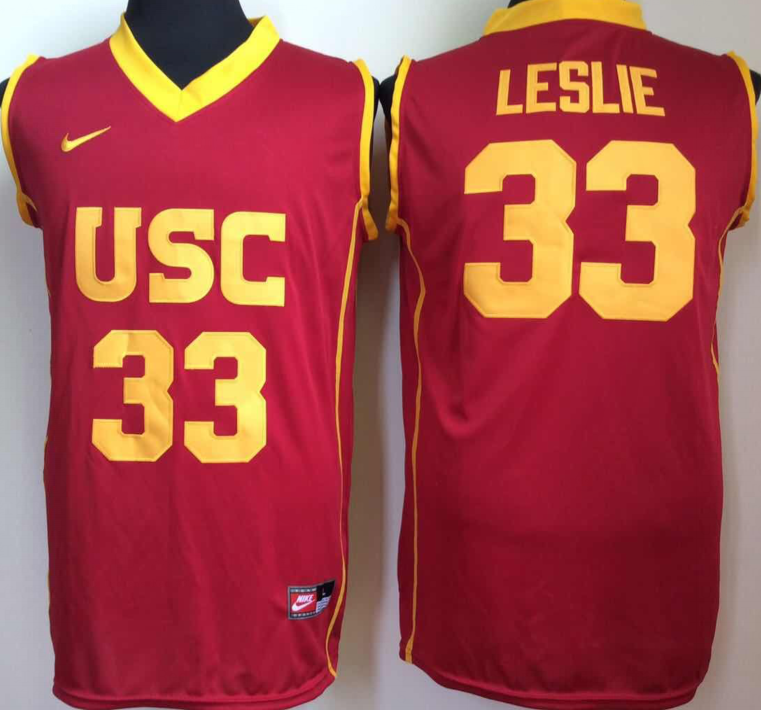 NCAA Men USC Trojans Red 33 leslie